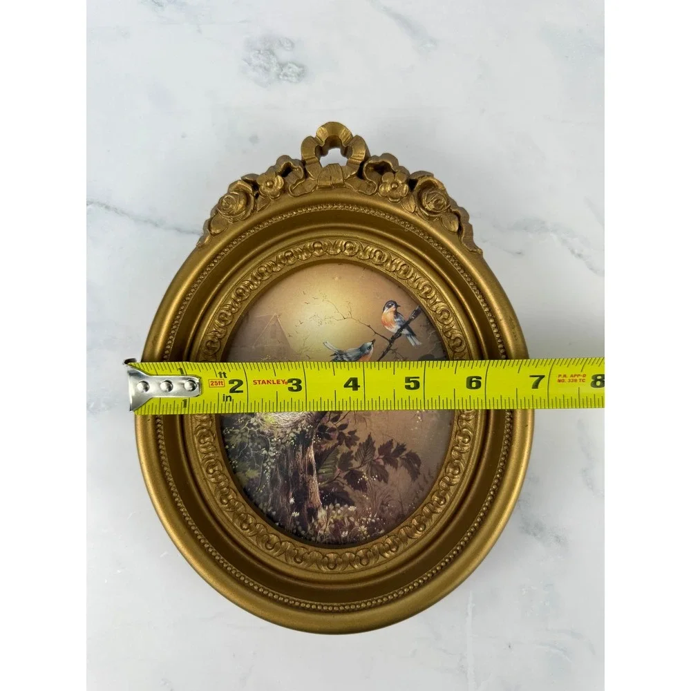 VTG 1981 Homco Wall Art Oval Framed Bluebirds in a Nest 9